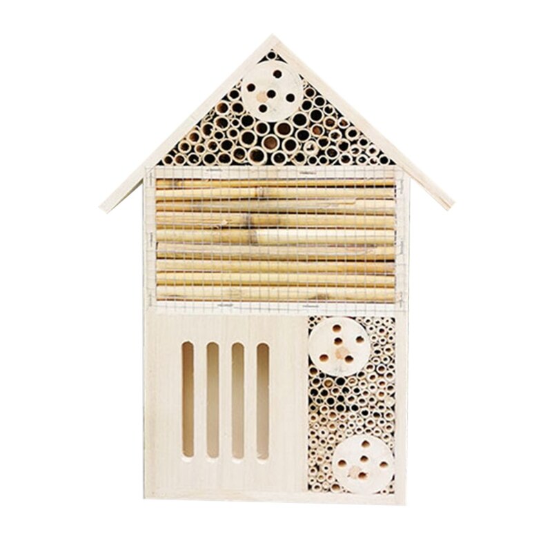 Wooden Insect House Insects Attractive Nesting Hotel with Hanging Hook for butterfly Bees and Ladybugs Nice Garden Decor