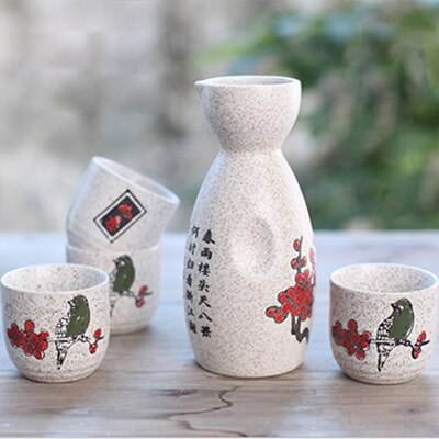 5 pz/impostato di Ceramica interesse pentola Coppe impostato caraffa Liquore Tazza Maligni Tazze impostato Giapponese impostato vino sbarra Fiore Modello di Testo regali creativi: prugna