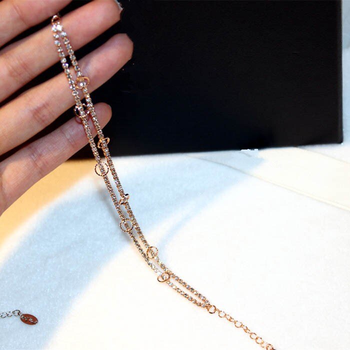 Prachtige Zirconia Rose Goud Zilver Kleur Armband Voor Vrouwen Party Wedding Armband Mooi Sieraden