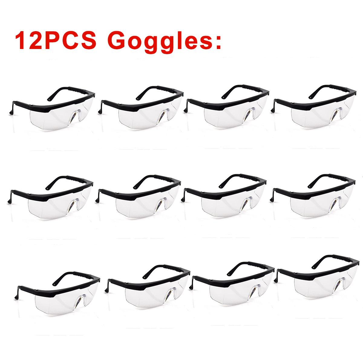 12Pcs Clear Anti Dust Safety Glasses Eye Protective Goggle Anti Pollution Anti-splash Spectacles for Factory Lab Working