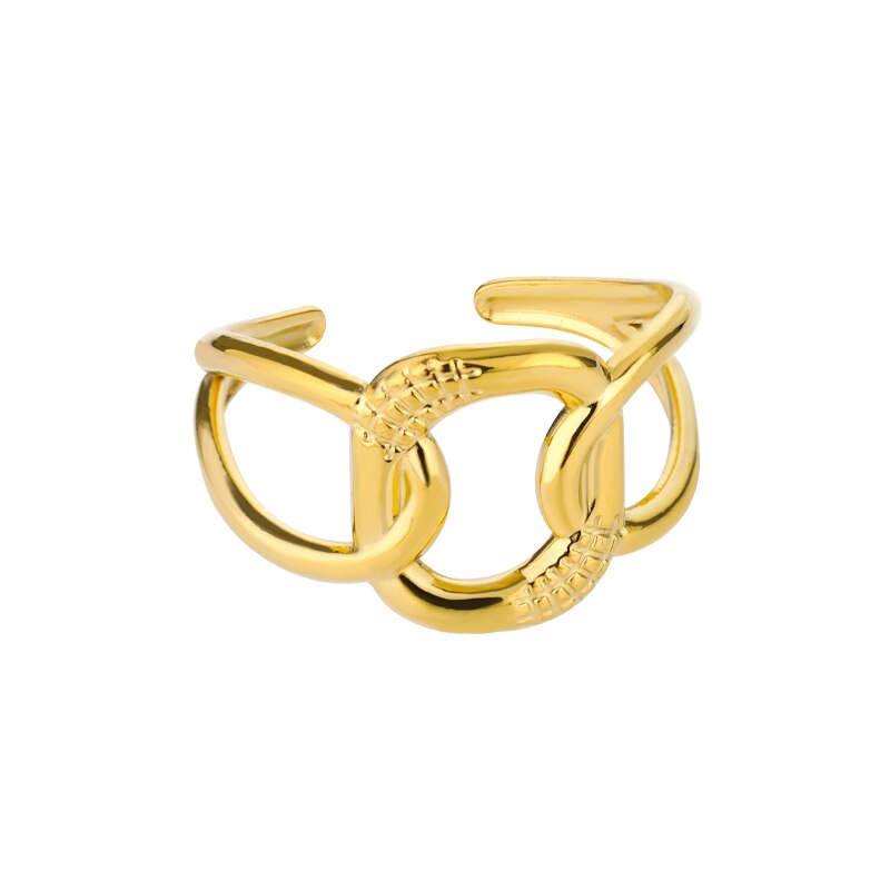 Koreanische kreuzkettenringe für damen, edelstahl, Gold- und silberfarben, verstellbar, partyschmuck, anillos: Vergoldet