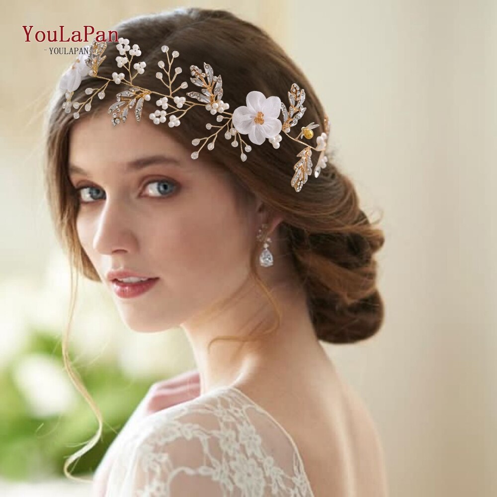 Youlapan HP72 Gouden Bruiloft Haar Wijnstok Bloem Haar Stuk Bruids Haar Wijnstok Bloemen Hoofdbanden Voor Vrouwen Tiara Bruids Haar Sieraden