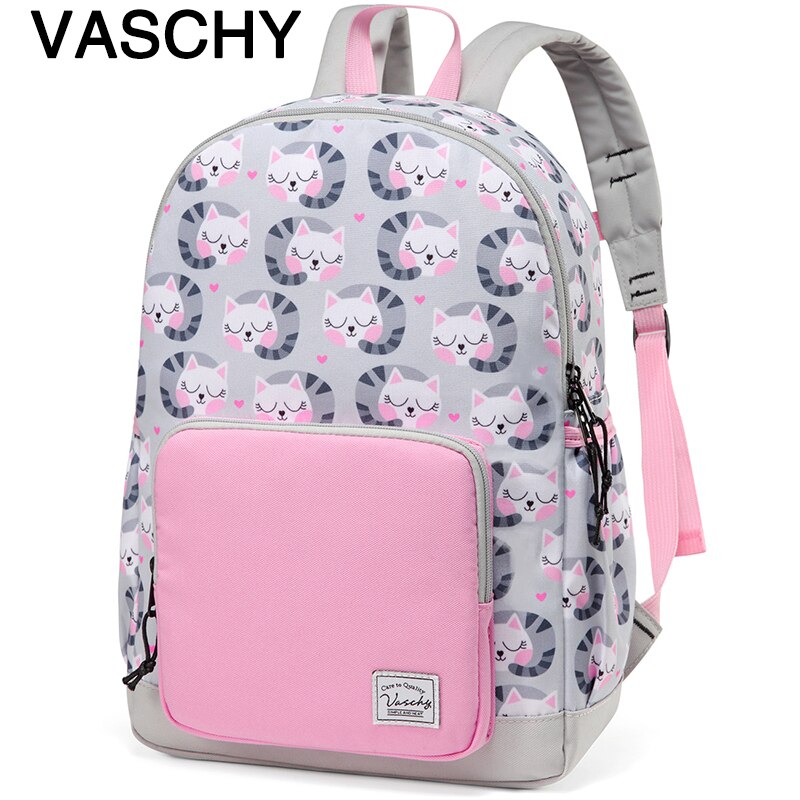 Vaschy crianças mochila crianças sacos de escola jardim de infância pré-escolar mochila dos desenhos animados para meninas meninos com cinta no peito: Cats