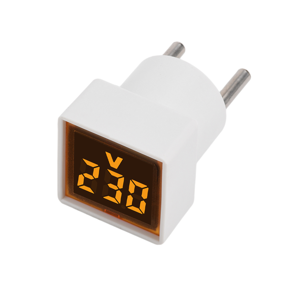 Ac 220v 50 ~ 500v led digital ac voltmeter indikator eu stik led digital ac voltmeter indikator strømforsyning spændingstest monitor: Blå