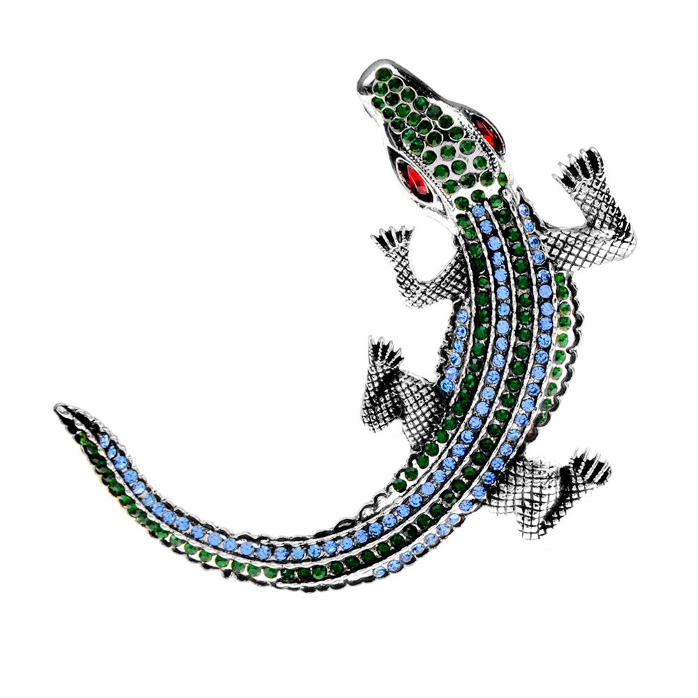 Cindy Xiang Rhinestone Crocodile Broche: blue