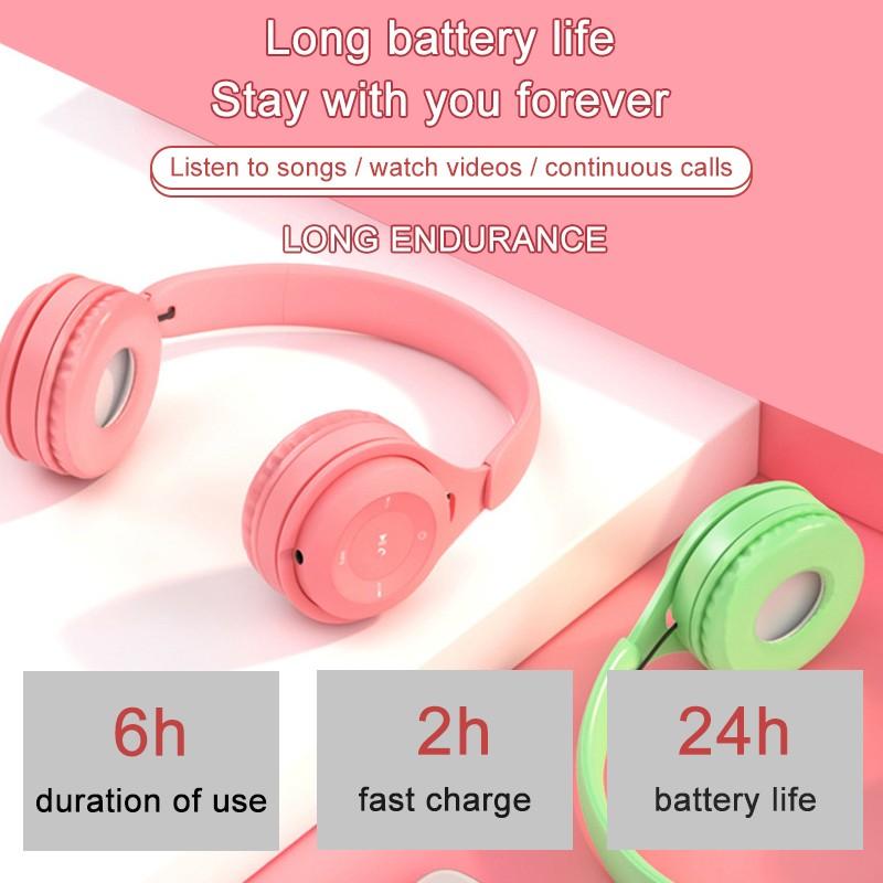 Bluetooth Wireless Headphones Macaron Color Hifi Music Auto Pairing Earphones Can Inserted TF Card Blue Pink Yellow Headsets