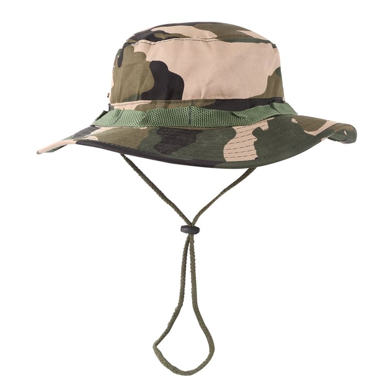 Mujeres Hombres Unisex Cubo de estilo Casual ajustable Packable plegable sombrilla sombrero mezcla de algodón pescador Sun Cap con correa de la barbilla