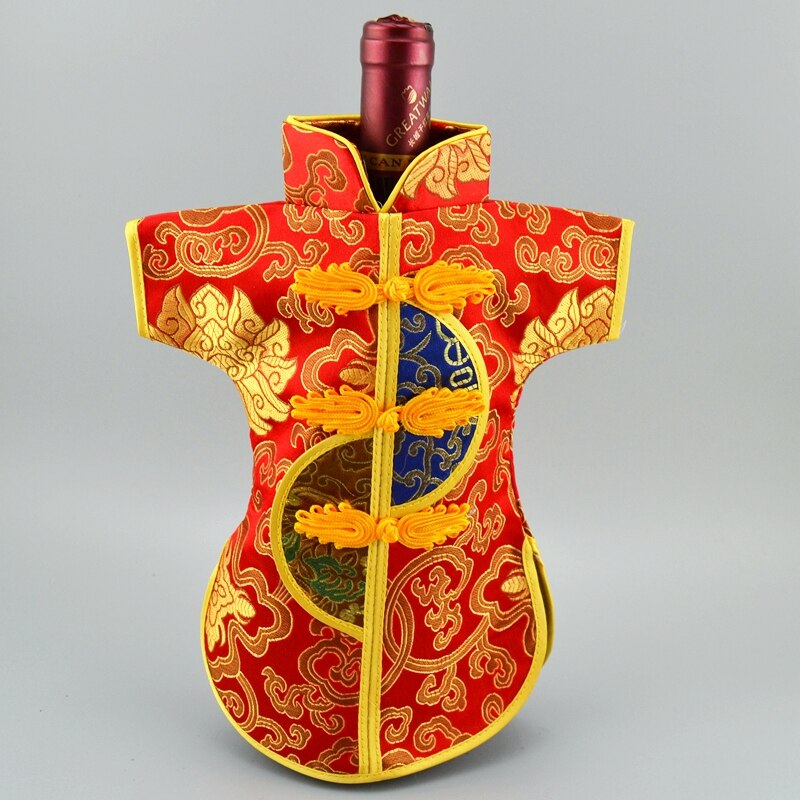 10 sztuk chińskie jedwabne satynowe woreczek pyłowy robić butelki wina dekoracja ubrań pokrywa 750ml dekoracja stołu świąteczny upominek weselny