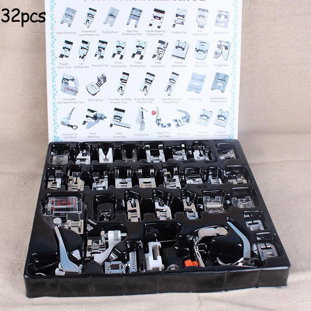 32 PCS Domestic Sewing tools Machine Foot Feet Snap On For Brother Singer Set Presser Foot Singer Useful Sewing Props: 32pcs