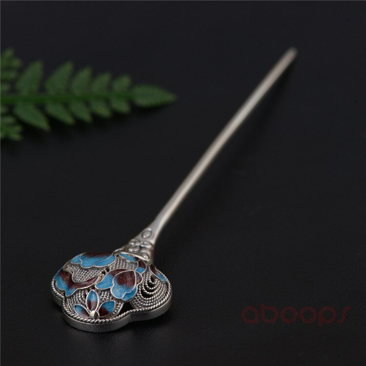 925 Sterling Silber Emaille Blume Haar Stock für Frauen Mädchen-Chinesischen Stil-Filigrane, Freies