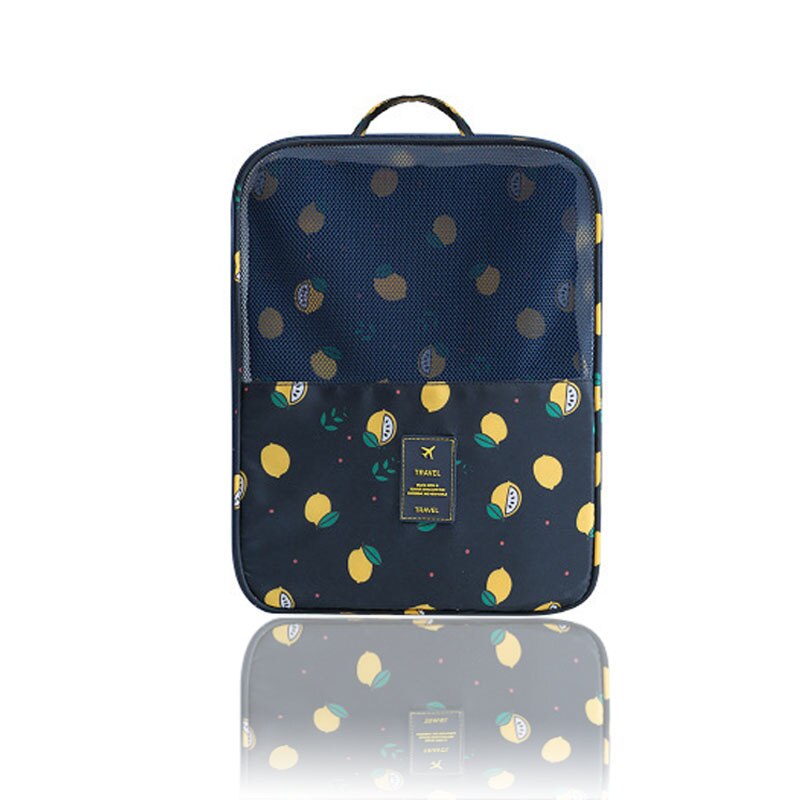 Travel Waterproof Shoe Bag Men and Women Clothing Luggage Accessories Storage Portable Pluggable: Lemon Navy blue