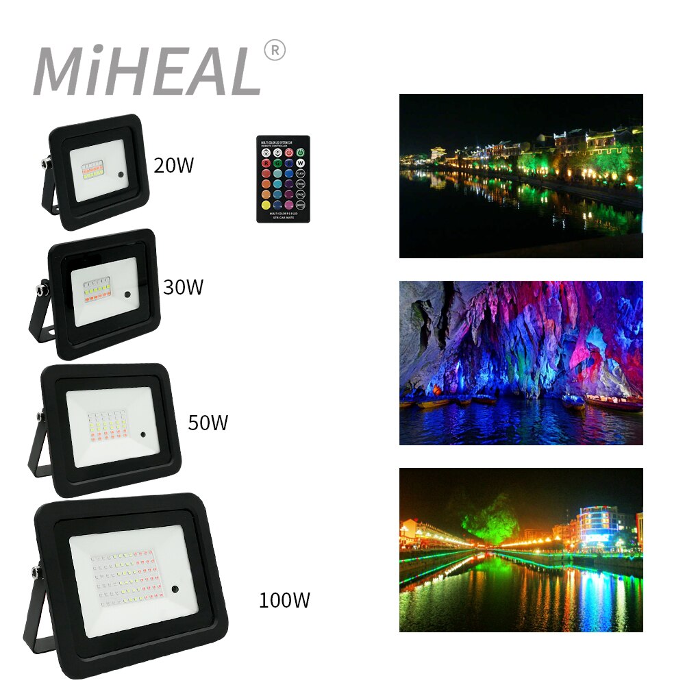 Rgb led projektør 20w 30w 50w 100w rgb projektør projektør 110v/220v udendørs havebelysning  ip68 vandtæt