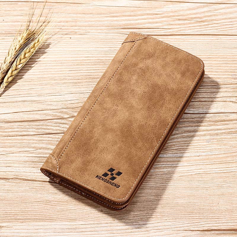 Men Vintage Wallets Luxury Brand Long Men Purses Male Clutch PU Leather Wallet Man Business Style Cards holders Male Coin purs: coffee