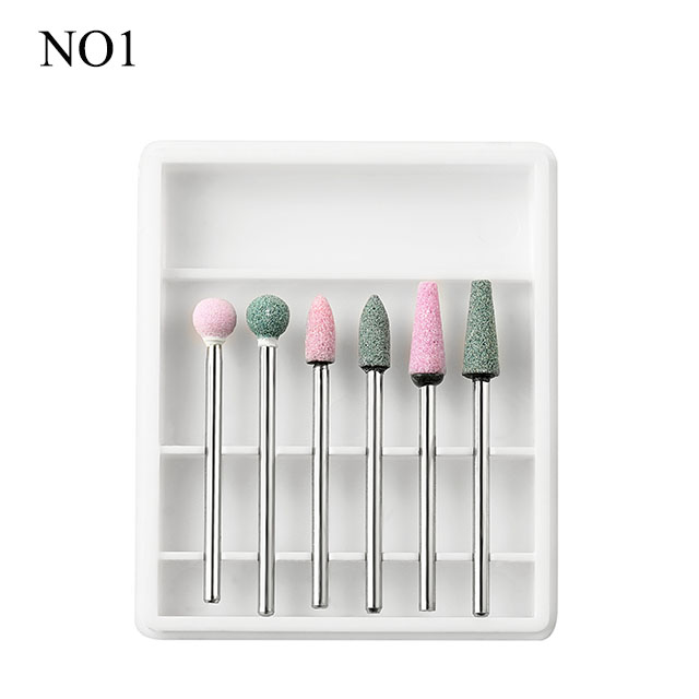 6 unids/set manicura uñas taladro eléctrico Kit de uñas de piedra de corindón cortadores polaco manicura Accesorios: 1