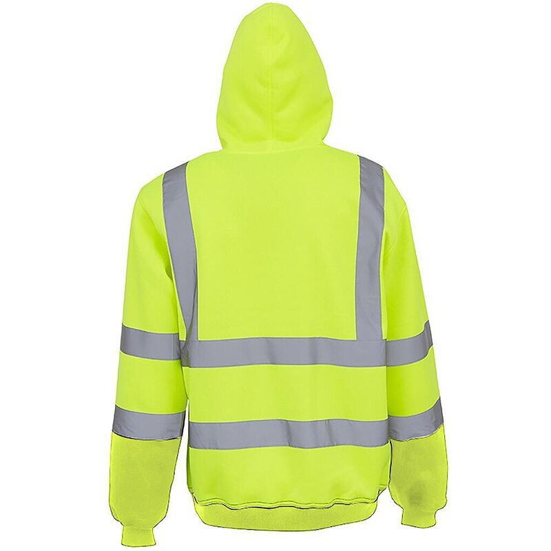 Men's High Visibility Safety Hooded Reflective Hoodies Workwear Pullover Fleece With Reflective Tripes Workwear Sweatshirts Male