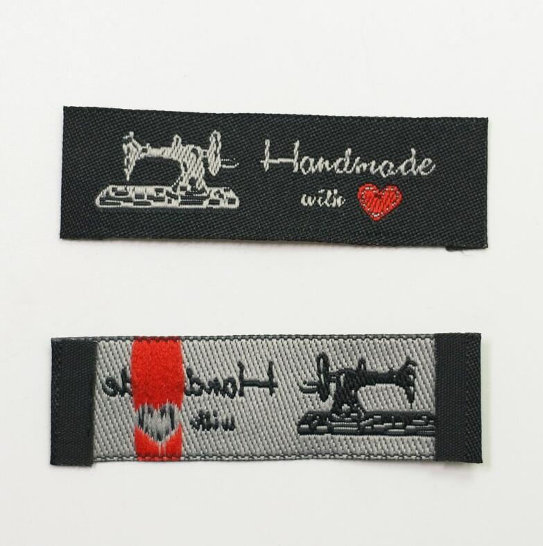 clothes Bags Woven Labels DIY Scrapbooking Craft Rectangle Heart Pattern handmade with love labels: Gold