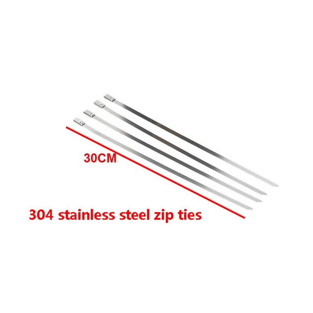 5M/10M/15M Motorcycle Exhaust Thermal Tape Header Heat Wrap Manifold Insulation Roll Resistant with Stainless Ties: 300mm ties 4pcs
