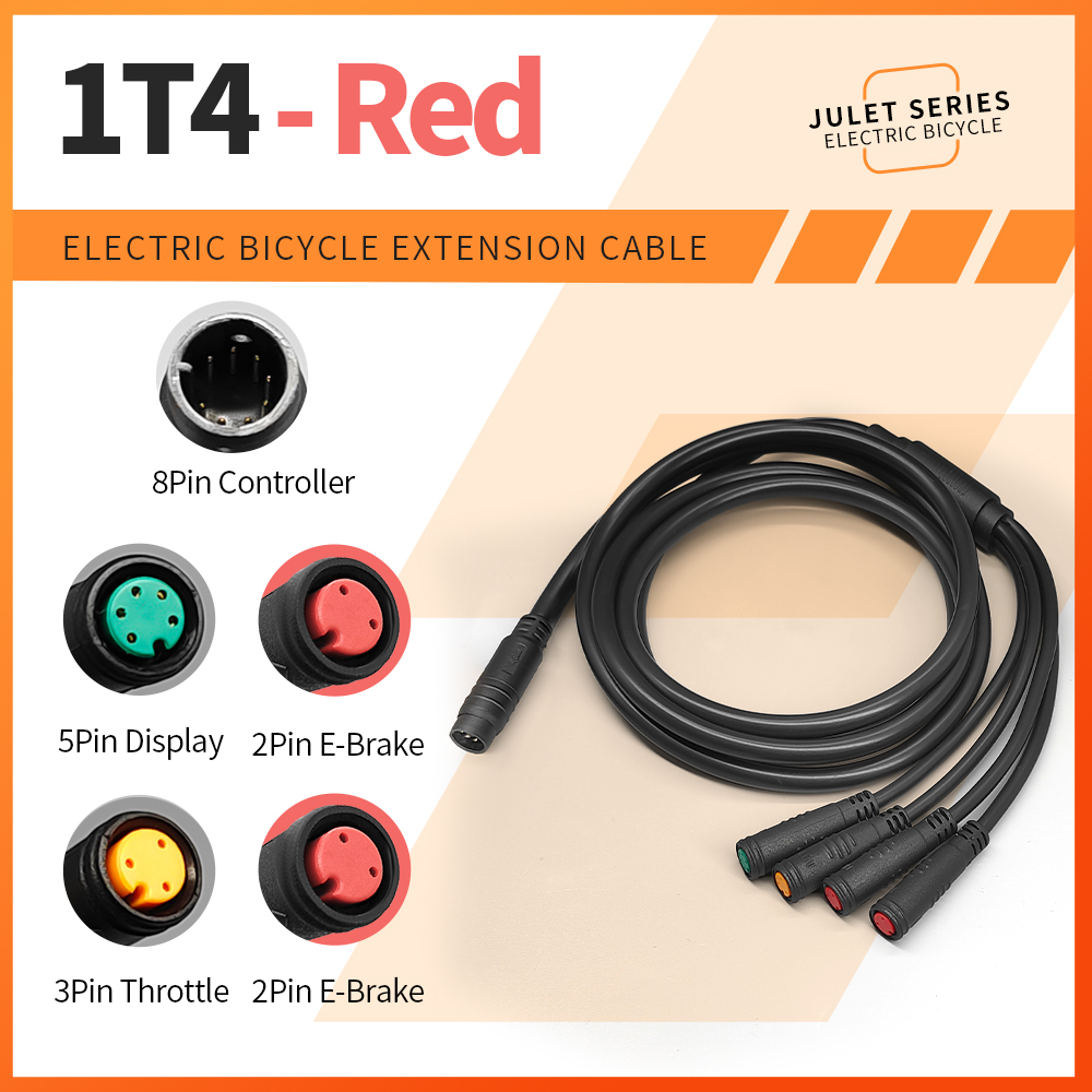 Controlador de Cable impermeable para bicicleta eléctrica 1T4/1T5, luz Ebrake, pantalla de acelerador, accesorios de conversión de Cable para bicicleta eléctrica