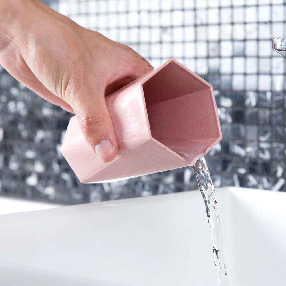 Rhombus badkamer beker nordic plastic beker badkamer tandenborstelhouder rietje beker gemakkelijk vast te pakken wassen drinken thuis badkamer