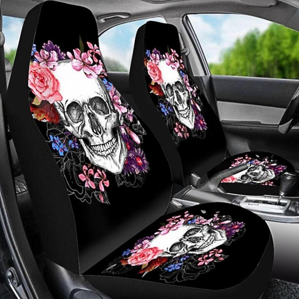 Universal 3D Animal Printing Car Seat Cover for SUV Car Interior Decor Animal Pattern Auto Seat Cover Car Seat Protector: Sugar Skull
