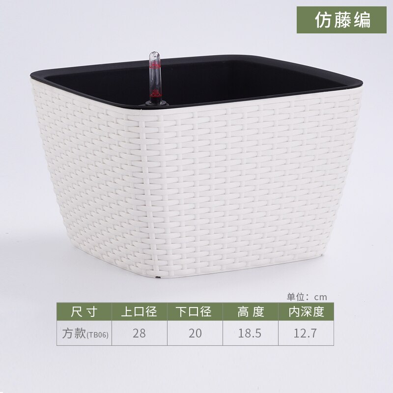 Maceta de mimbre de imitación para mesa, de resina, Pastoral, para el hogar: Blanco