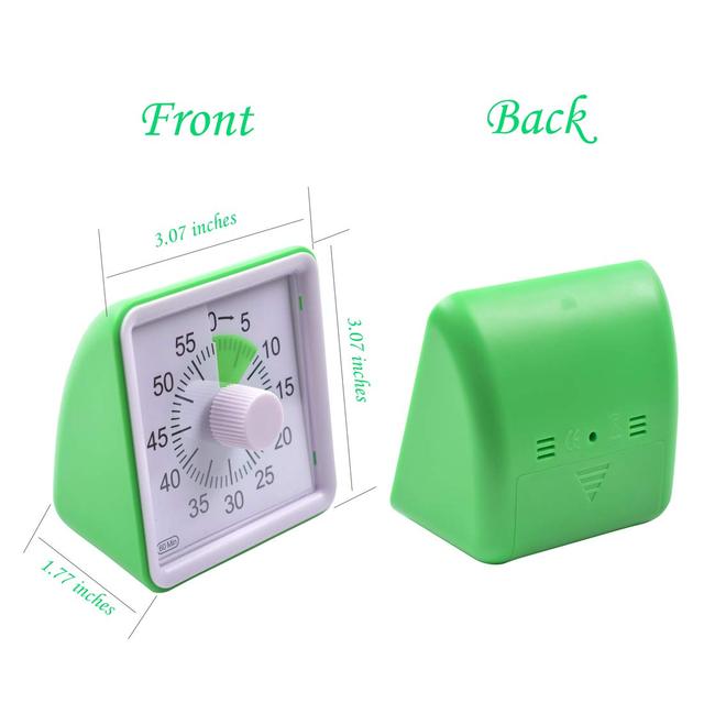 60-Minute Visual Timer, Classroom Countdown Clock, Silent Timer for Kids and Adults, Time Management Analog Timer Kitchen Gadget: Green