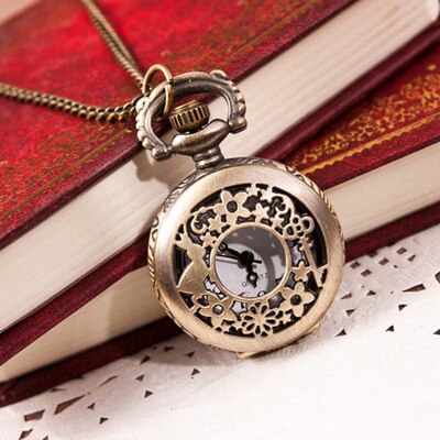 Reloj Vintage Pendant Fob Watches Mens Women Chain Necklace Pocket Watch Women's Dress Hours Retro Quartz Watch #Zer: A