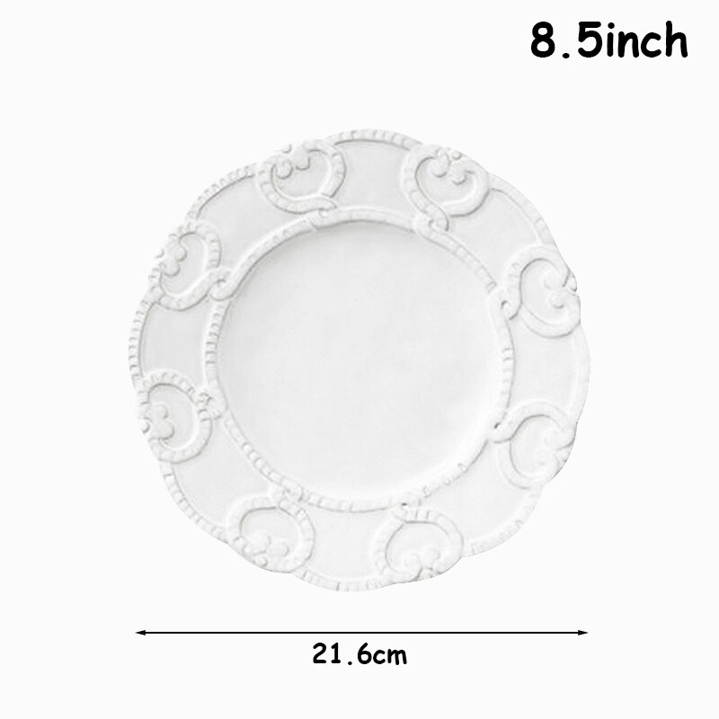 Bandeja de comida para Postres, plato plano para carne, vajilla y Lisa, blanca, Delica basso-relievo, utensilio PARA CENA DE BODA, 1 ud.: 8.5inch