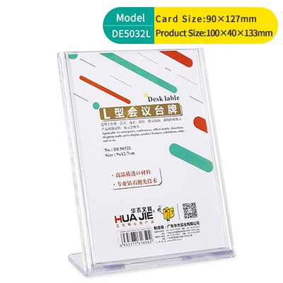 Supports d'étiquettes, cadre pour carte, pour bureau pour réunion, en forme de L, pour panneau Transparent, présentoir d'étiquettes de prix, fournitures de bureau, 5 pièces/lot: DE5032L 90x127mm