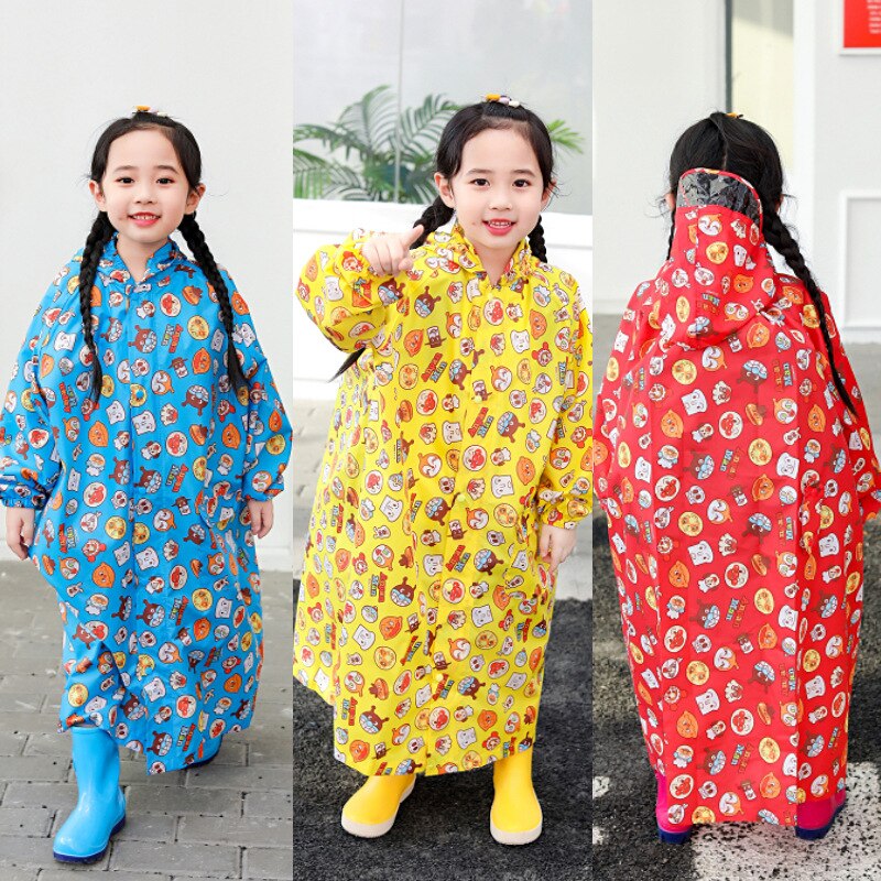Poncho imperméable de dessin animé pour enfants et élèves, une pièce avec cartable, imperméable et résistant à la neige