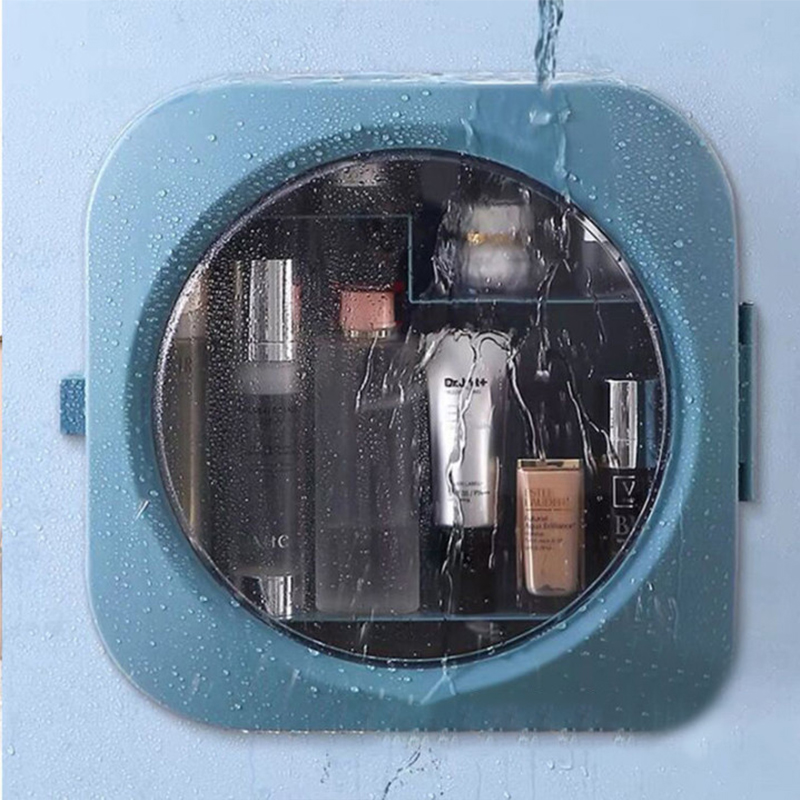 Boîte de rangement murale pour cosmétiques, organisateur de maquillage, résistant à l'eau et à la poussière, support de rangement pour rouges à lèvres, bijoux, poinçon gratuit