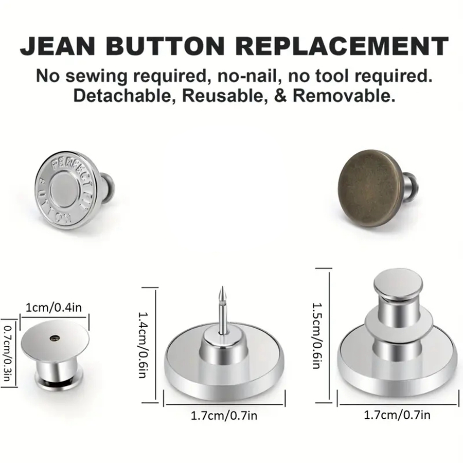 5-delige drukknoop metalen knoppen jeans taille knoppen perfecte pasvorm aanpassen zelf gratis nagel twist geen naad naaien knoppen