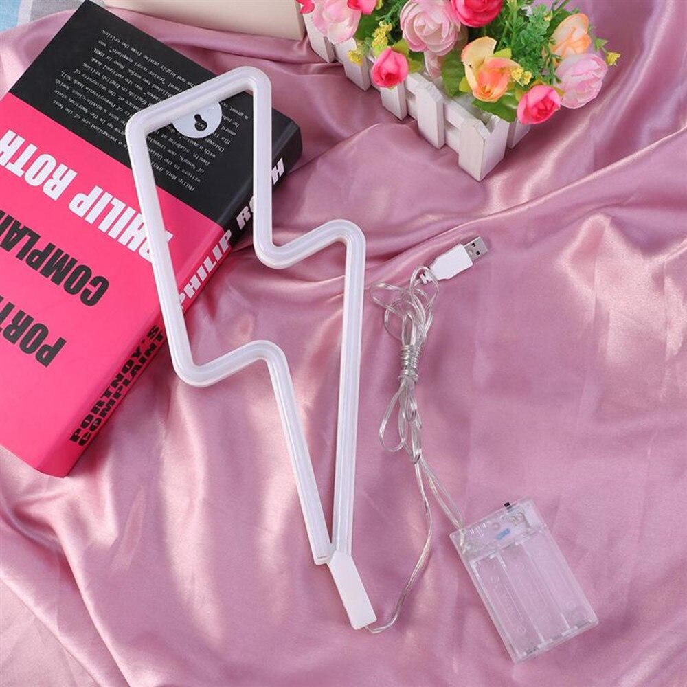 Neon Signs Lightning Battery Operated and USB Powered Warm White Art LED Decorative Lights Wall Decor for Living Room Office