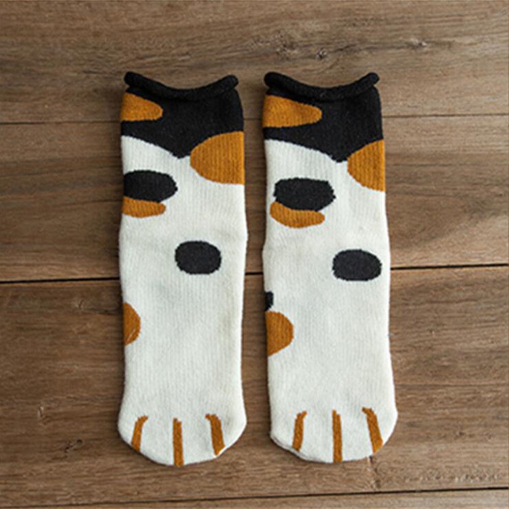 Chaussettes en patte de chat chaudes d'hiver pour femmes, molleton de corail épais pour filles, chaussettes de sommeil floues, maison, chaussettes en griffe Kawaii, noël: A5