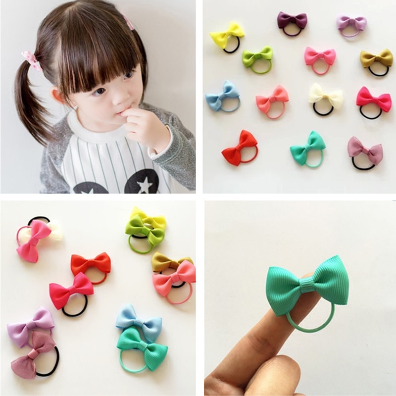 10/40 Pcs/Lot Mini Boog Haar Touwen Meisje Haar Grosgrain Lint Bows Met Elastische Haarbanden Kinderen Haar accessoires