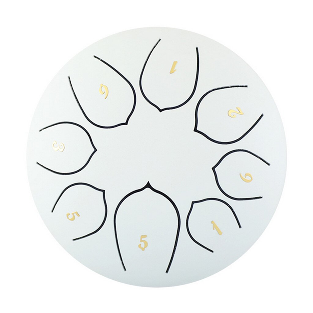 6" Alloy Steel Tongue Drum 8 Notes Tank Drum Instrument w/ Bag Mallets: White