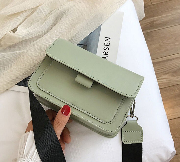 Superfície lisa clássico moda feminina bolsa de couro de qualidade casual cor sólida estilingue um ombro saco: Verde claro