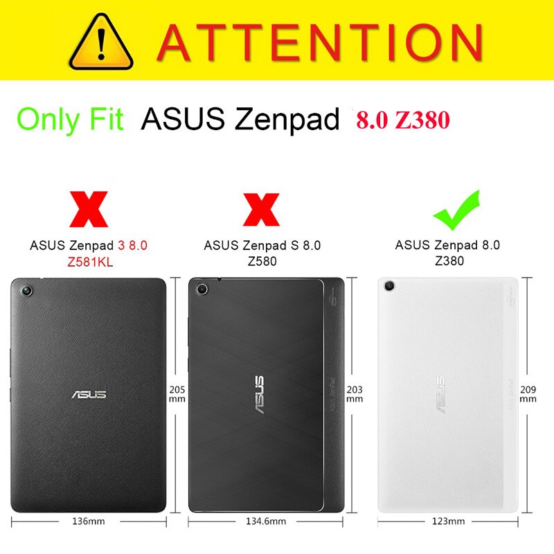 Custodia in pelle PU Folio per ASUS Zenpad 8.0 Z380 Z380KL Z380C custodia smart stand da 8.0 pollici per ASUS Zenpad 8.0 custodia per Tablet film
