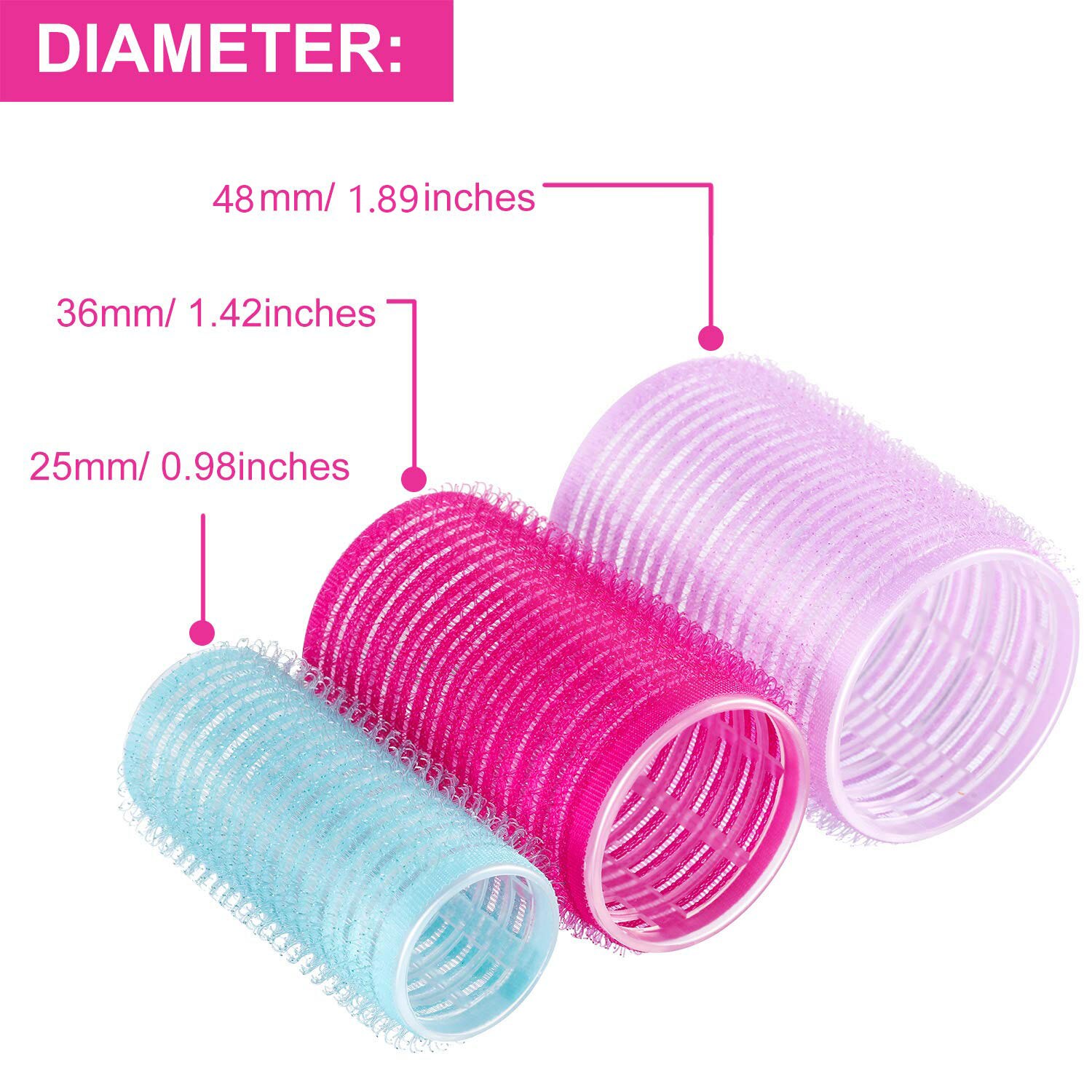 Jumbo Hair Rollers Hair Curlers 24/36/48 Pcs 3 Sizes Large Self Grip Hair Curlers for Long Hair, Big Hair Rollers for Long Hair