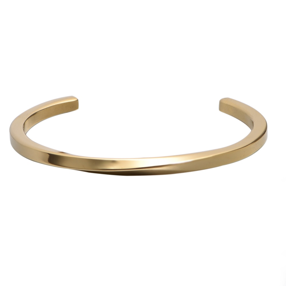 Eenvoudige Classic Bangle Roestvrij Stalen Armband Mannen Gouden Armbanden Zwarte Manchet Bangle Voor Vrouwen Type C Twisted Bangle Sieraden