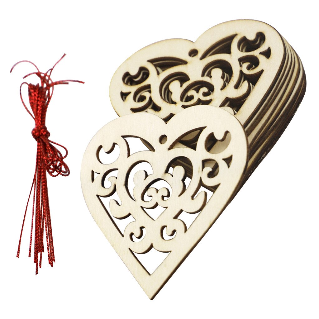 Fournitures de mariage festives en bois, décoration en cœur creux pour la saint-valentin, amour: E