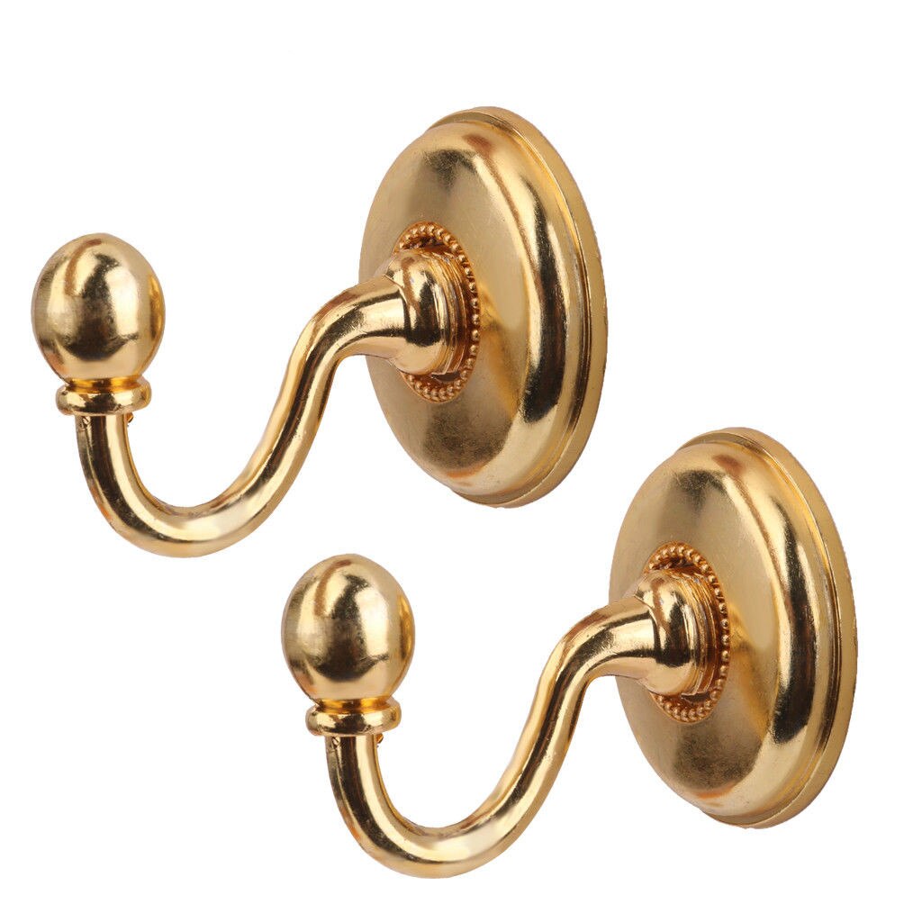 2x Metal Curtain Holdback hooks Wall Tie Back Hook Hanger Holder exquisite decoration forja de puerta hierro: GOLD