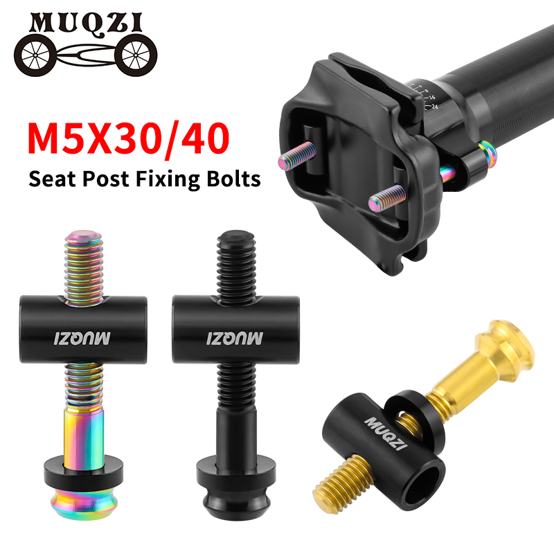 MUQZI Titan-Sattelstützenschraube M5 x 30/40 mm Fahrrad-TC4-Sattelstützen-Befestigungsschraube mit Unterlegscheibe für Fahrradsitzrohr