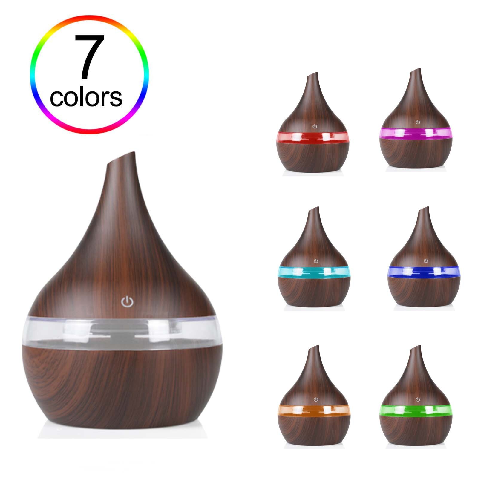 Humidificador eléctrico de aceites esenciales, difusor ultrasónico de grano de madera, minigenerador de niebla con USB, luz LED para