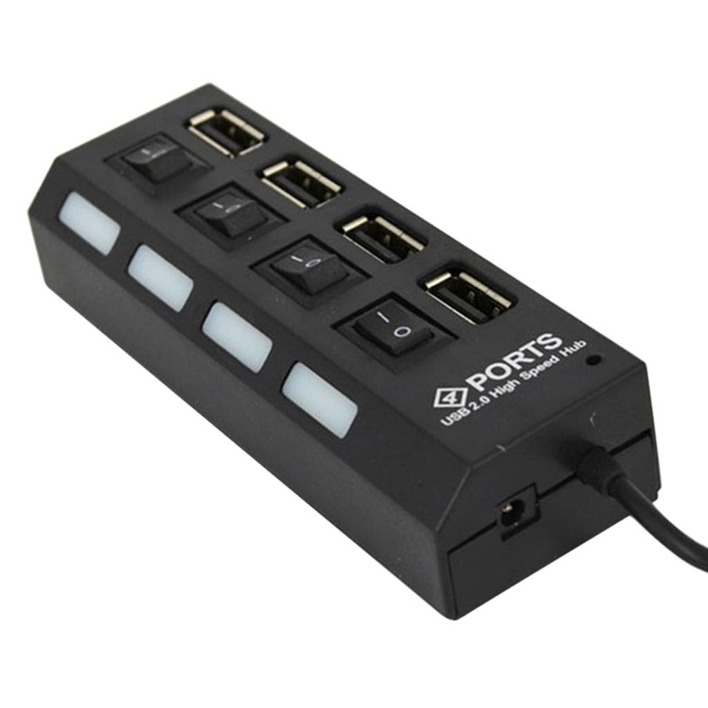 4 Ports USB 2.0 Expansion Splitter Hub with Individual On / Off Switch and LED PC Laptop with 50cm Cable