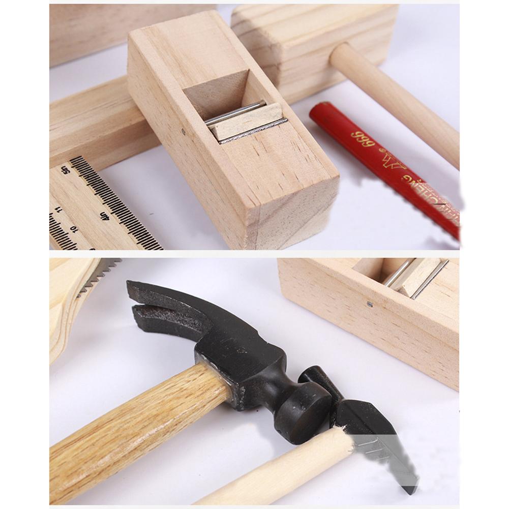 Children's Pretend Repair Box Toy Disassembly Multi-Functional Woodworking Box Wooden Child-Sized Real Tools Set Play House Toy