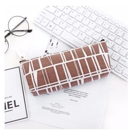 Vierkante katoenen en linnen etui met flamingoprint, rits, eenvoudige studentenstudie, schrijfwarentas, portemonnee: En