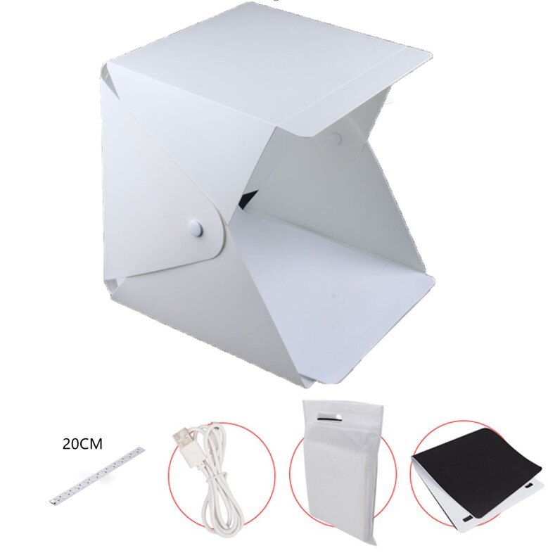 Mini Folding Lightbox Portable 23cm/9" Photography LED Light Room Photo Studio Light Tent Soft Box Backdrops Kit for DSLR Camera: Default Title
