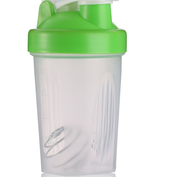 400ml shaker flaske mix protein pulver gym sports vandflaske med omrøring bold lækagesikkert låg praktisk og: Lysegrøn