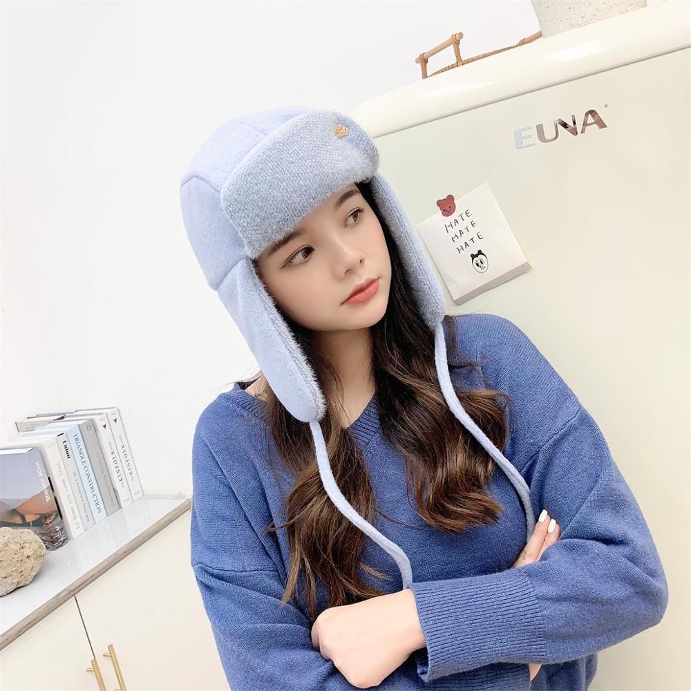 Sombrero de invierno salvaje para mujer, estilo , de invierno, cálido y gorro de Lei Feng de terciopelo,